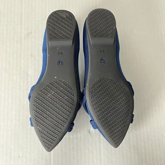 Rothy's The Knot Point II Ocean Blue Pointed Toe Knit Flats Knotted Bow Size 9.5 - Picture 11 of 16